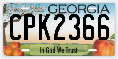 GA license plate CPK2366