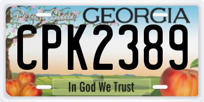 GA license plate CPK2389