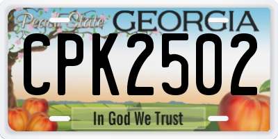 GA license plate CPK2502