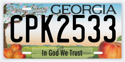 GA license plate CPK2533