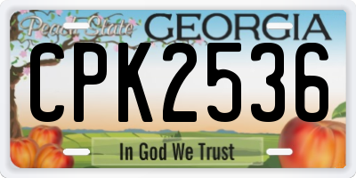 GA license plate CPK2536