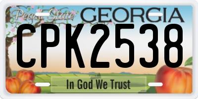 GA license plate CPK2538