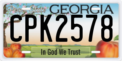 GA license plate CPK2578
