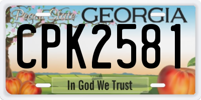 GA license plate CPK2581