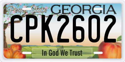 GA license plate CPK2602