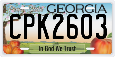 GA license plate CPK2603