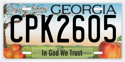 GA license plate CPK2605