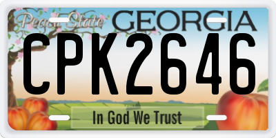GA license plate CPK2646