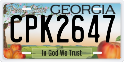 GA license plate CPK2647