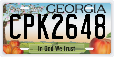 GA license plate CPK2648