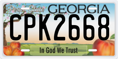 GA license plate CPK2668