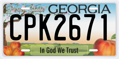 GA license plate CPK2671