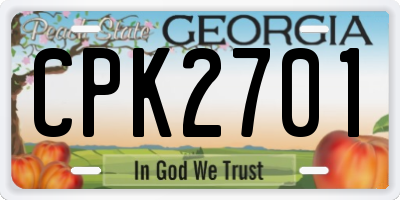 GA license plate CPK2701