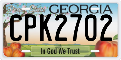 GA license plate CPK2702