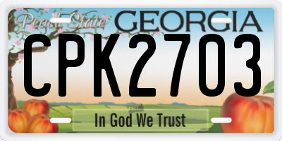 GA license plate CPK2703