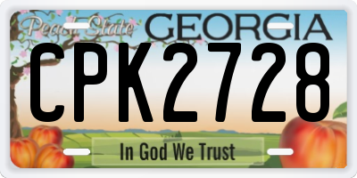GA license plate CPK2728