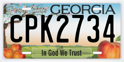 GA license plate CPK2734