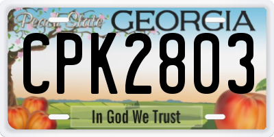 GA license plate CPK2803