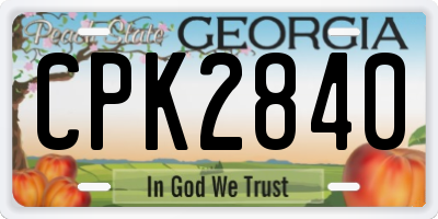GA license plate CPK2840