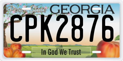 GA license plate CPK2876