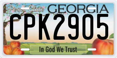 GA license plate CPK2905