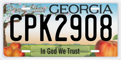 GA license plate CPK2908