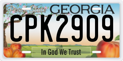 GA license plate CPK2909