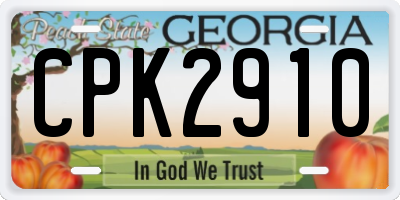 GA license plate CPK2910