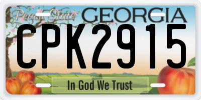 GA license plate CPK2915
