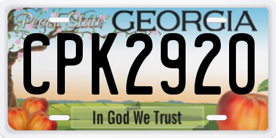 GA license plate CPK2920