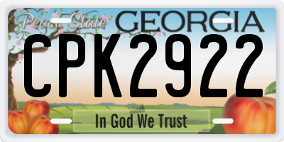 GA license plate CPK2922