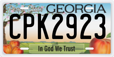 GA license plate CPK2923