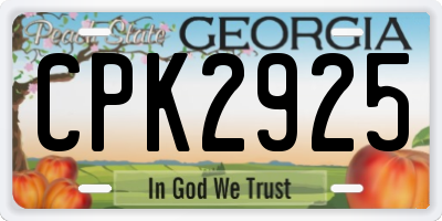 GA license plate CPK2925
