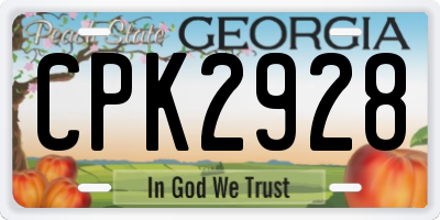 GA license plate CPK2928