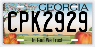 GA license plate CPK2929