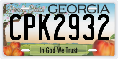 GA license plate CPK2932