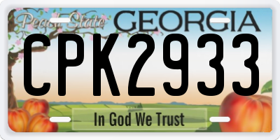 GA license plate CPK2933