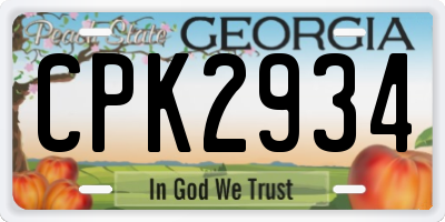 GA license plate CPK2934