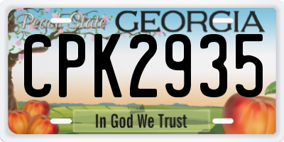 GA license plate CPK2935
