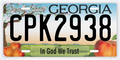 GA license plate CPK2938