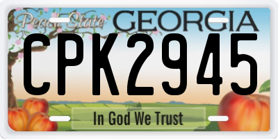 GA license plate CPK2945