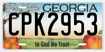 GA license plate CPK2953