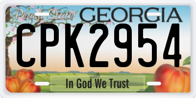 GA license plate CPK2954
