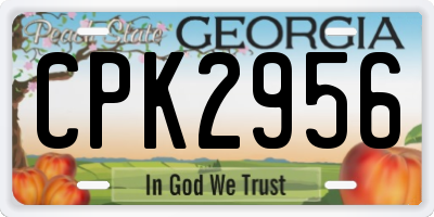 GA license plate CPK2956