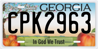 GA license plate CPK2963