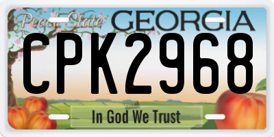 GA license plate CPK2968