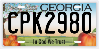 GA license plate CPK2980