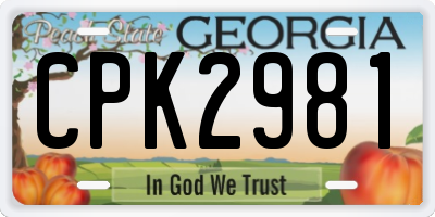 GA license plate CPK2981