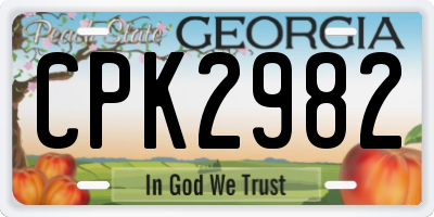 GA license plate CPK2982
