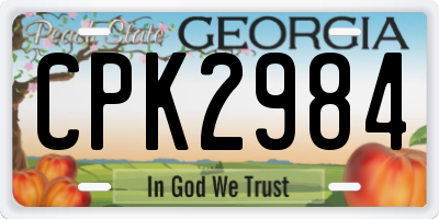GA license plate CPK2984